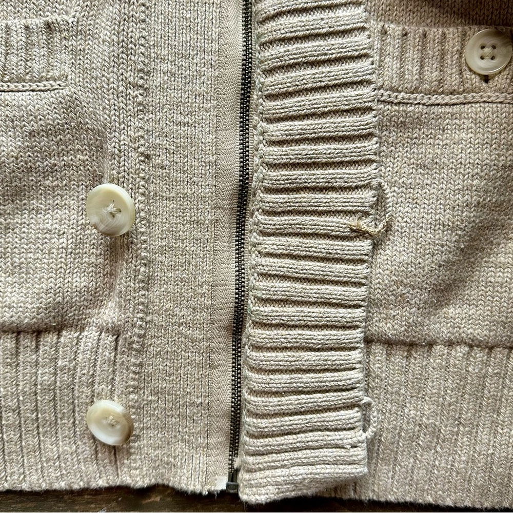 Banana Republic Men’s Shawl Collar Cardigan Sweater Beige Cotton M - Picture 6 of 9